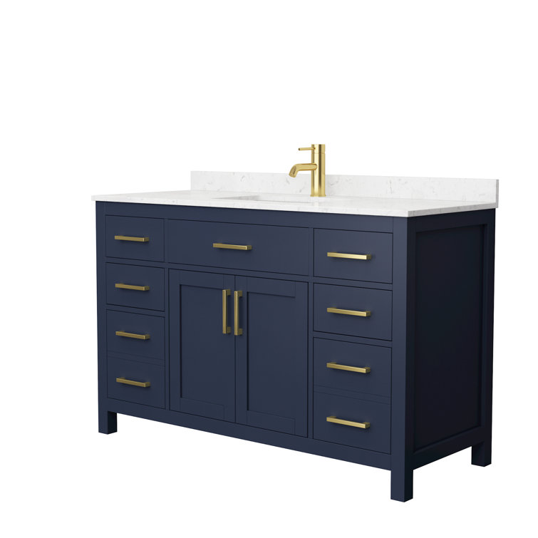 Wyndham Collection Beckett 54 Inch Single Bathroom Vanity In Dark Blue